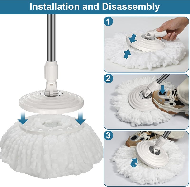 RinseWise Store 6 Pack Mop Heads Replacements, Compatible with FunClean Spin Mop & Mop Bucket, Microfiber Spin Mop Head Refill Cleaning Supplie for Home Industrial and Commercial Use - Image 3